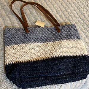 Crochet color block tote bag-NWT